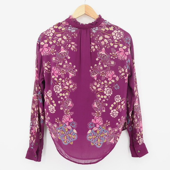 Anthropologie Pilcro Women's The Tavi Bottondown Blouse Purple Floral Sz S - Picture 2 of 9